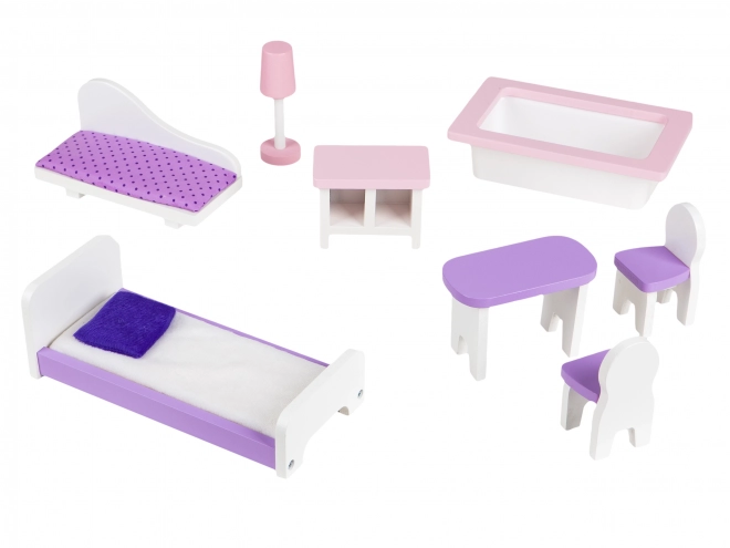 ECOTOYS Třípatrový domeček pro panenky Jahodový