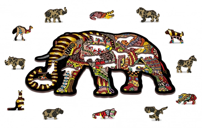 Dřevěné puzzle Magický slon