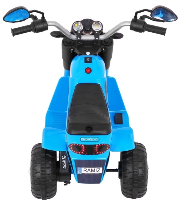 Dětské kolo MiniBike na baterie + zvuky + LED světla + eko kůže – Modré