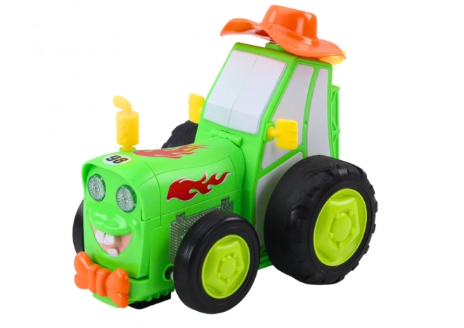 Zelený skákající traktor na dálkové ovládání