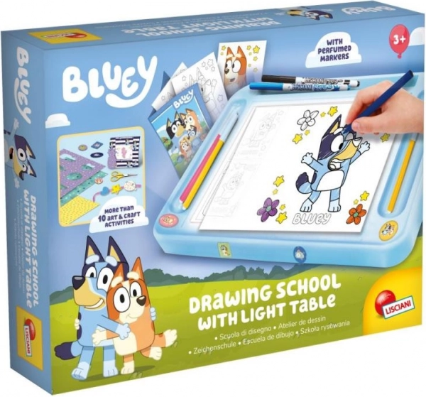 BLUEY světelný kreslicí stůl A4 se šablonami