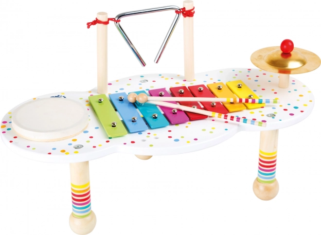 Dřevěný muzikální hudební stolek s puntíky