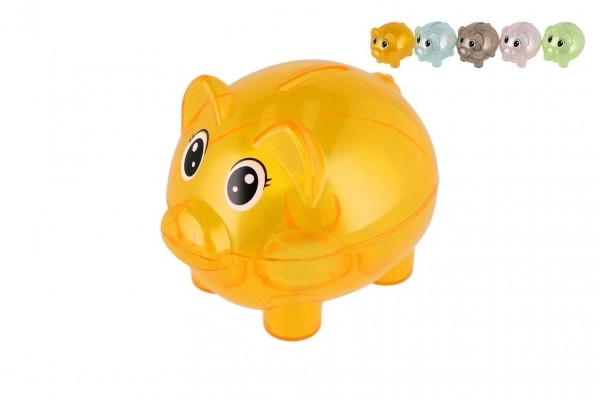 Průhledná pokladnička ve tvaru prasátka 10 cm
