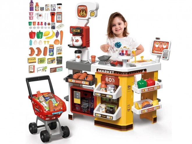 Velká cukrárna supermarketu + příslušenství vozíku ZA4638