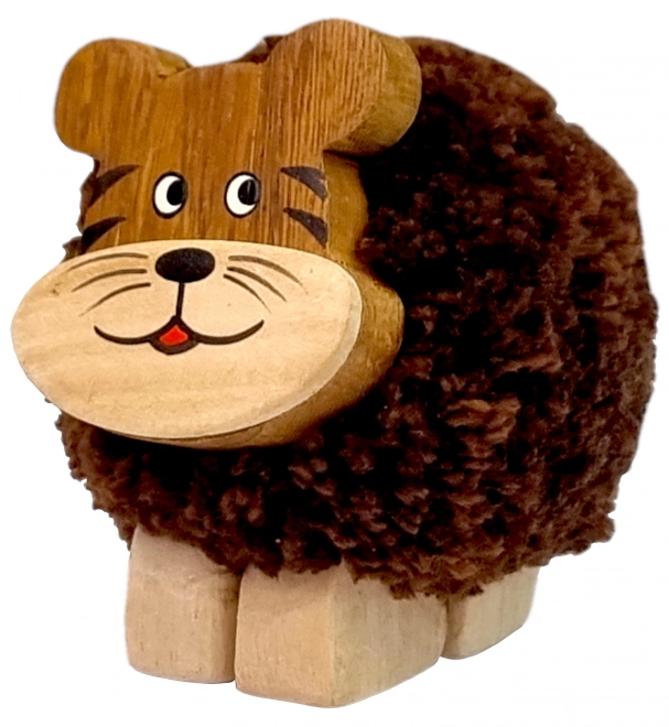 Dřevěná figurka XL Tygr s pomponem