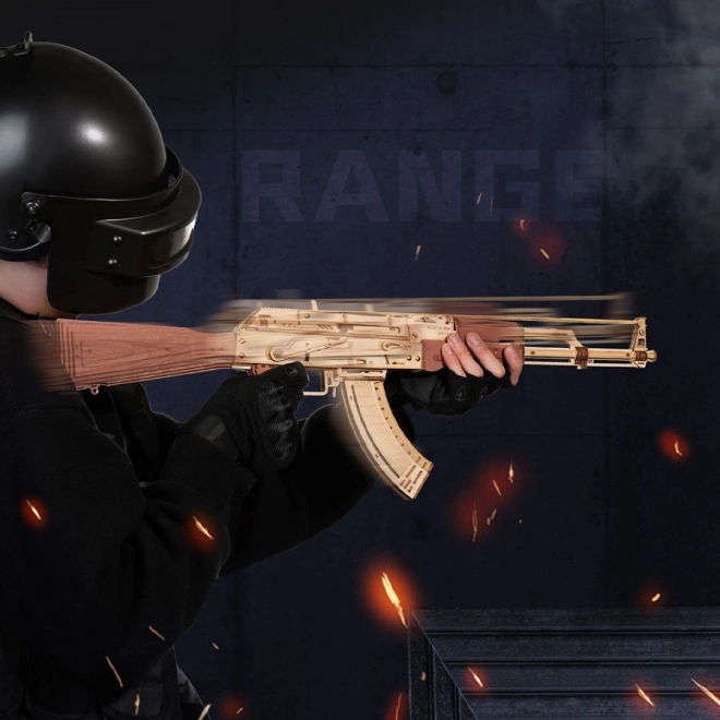 RoboTime 3D Dřevěné mechanické puzzle Útočná puška AK-47