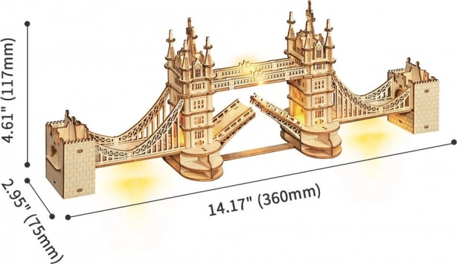 RoboTime dřevěné 3D puzzle most Tower Bridge svítící