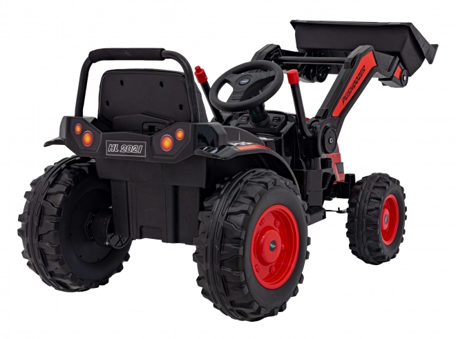Dětský červený traktor a bagr na baterie s pohyblivou lžící
