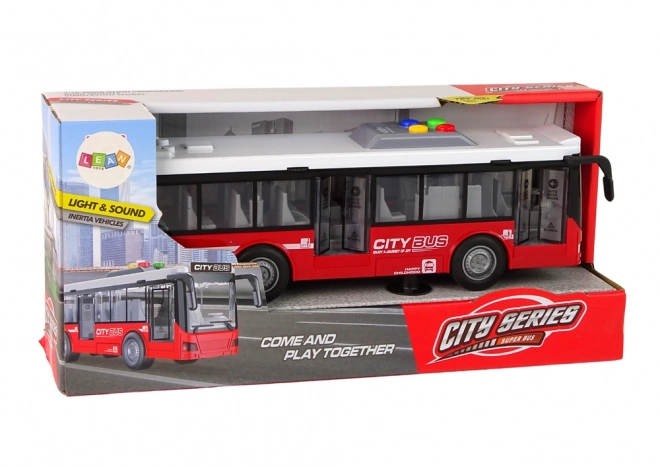 Interaktivní autobus zelený na baterie s frikčním pohonem 1:16 – Červený