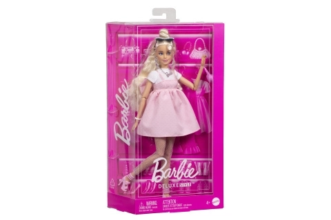 Barbie deluxe modelka s mašlovými šaty