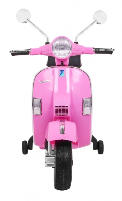 Elektrický dětský skútr Vespa růžový s podpůrnými kolečky