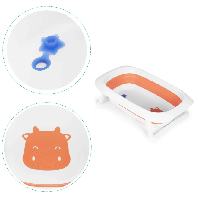 Dětská vanička - skládací vanička s odtokem 81 cm - ECOTOYS – oranžová