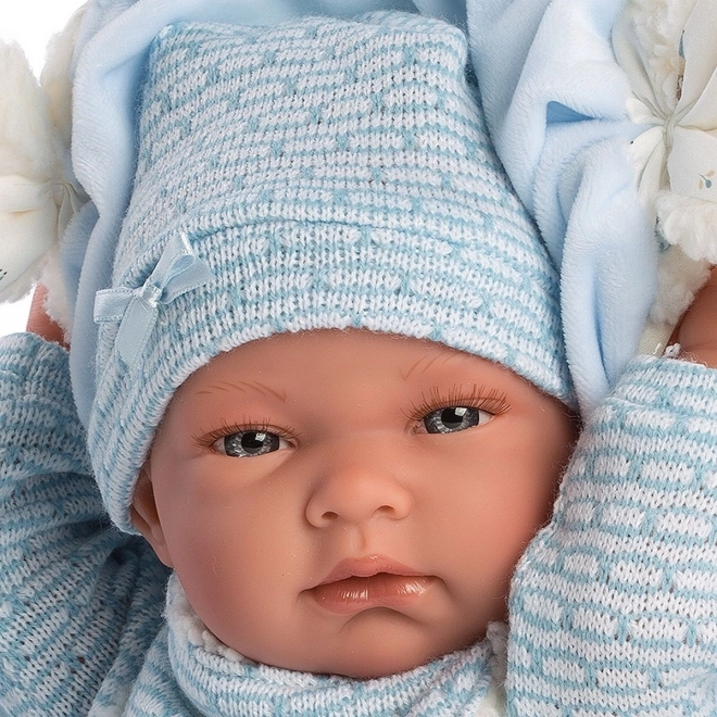 Llorens 73859 NEW BORN CHLAPEČEK - realistická panenka miminko s celovinylovým tělem - 40 cm