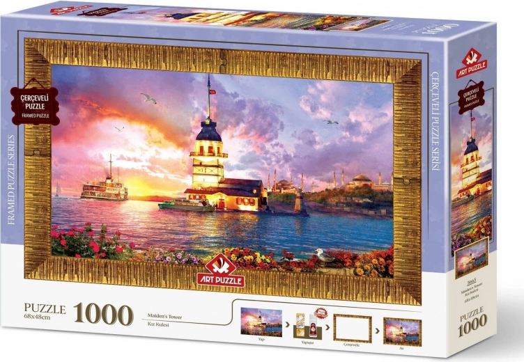 Puzzle s rámem a lepidlem 3v1 Dívčí věž 1000 dílků