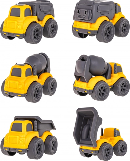 Tři stavební vozidla s pohyblivými prvky