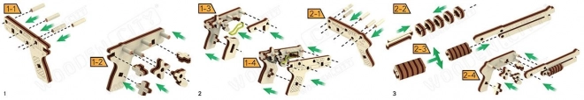 Dřevěné 3D puzzle WOODEN CITY mini sada zbraní