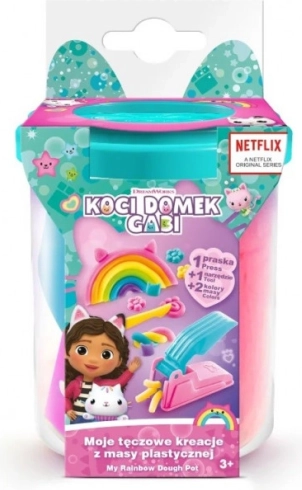 Kreativní sada s modelínou GABIN KOČIČÍ DŮM – duhové kreace, tyrkysový kelímek
