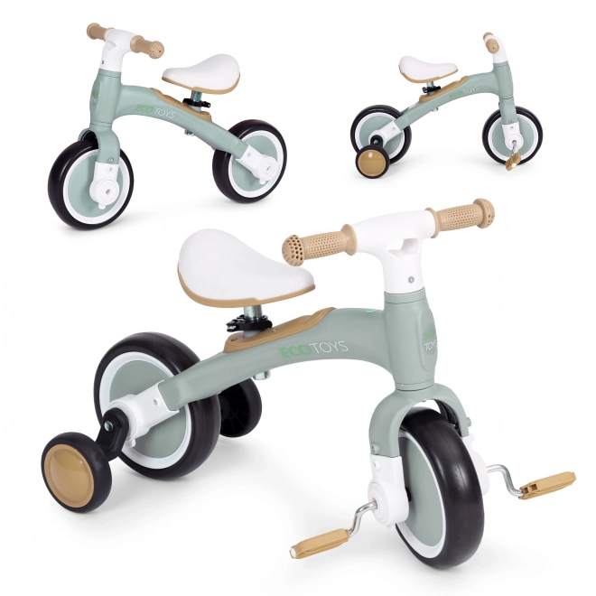 Balanční kolo s pedály - tréninková postranní kolečka 3v1 ECOTOYS – Zelené