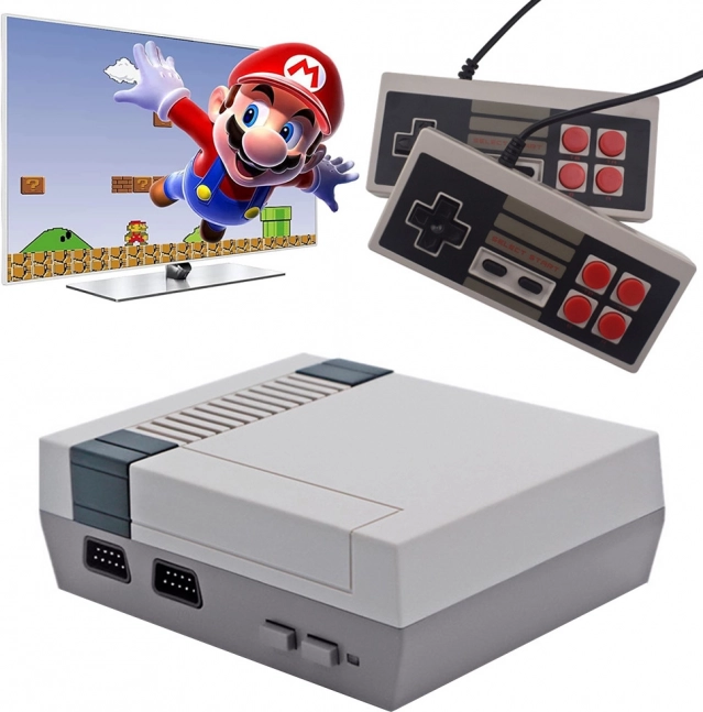 retro mini herní konzole s 620 vestavěnými hrami a 2 ovladači