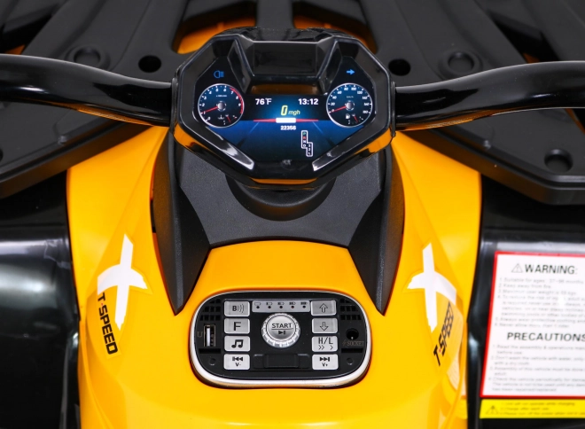 Čtyřkolka XT-Speed pro děti žlutá + 4x4 + EVA + pomalý start + rádio MP3 + LED dioda