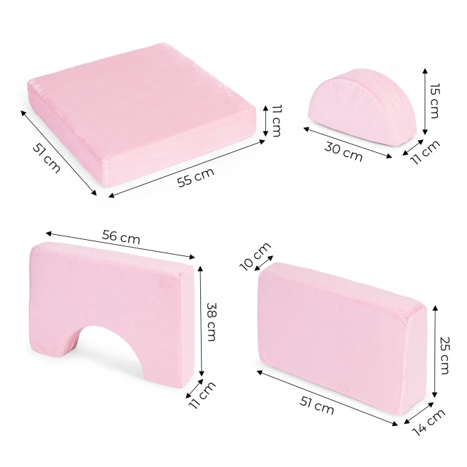 DIY modulární křeslo pro děti, 8 měkkých polštářů, skládací - ECOTOYS – růžové