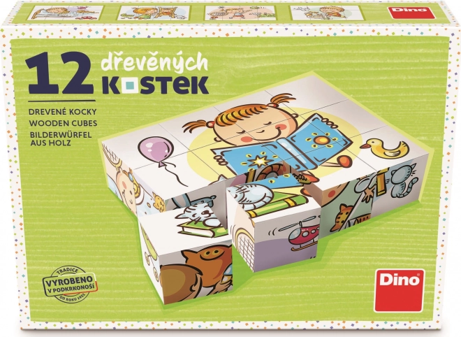 Dino Hezký den 12 dřevěné kostky