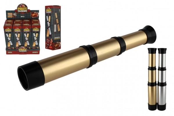 Dalekohled pirátský plast 19cm 2 barvy v krabičce 5x19x5cm 8ks v boxu