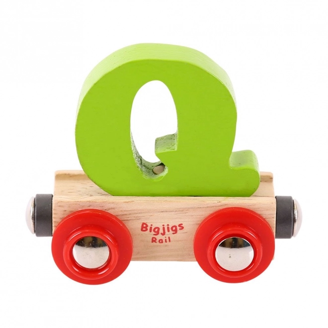 Dřevěný vagónek Bigjigs Rail s písmenem Q