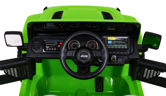 JEEP wrangler rubicon elektrické autíčko pro děti, zelené, 12 V, EVA kola, dálkové ovládání, MP3, LED