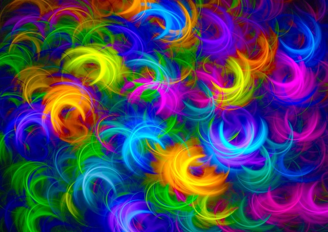 Puzzle Abstraktní neonová peříčka 1000 dílků