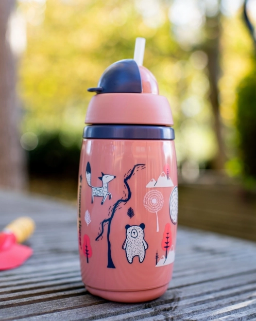 Tommee Tippee růžový termohrnek se slámkou 266 ml