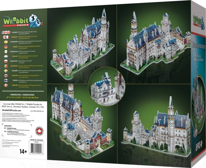 WREBBIT 3D puzzle Zámek Neuschwanstein 890 dílků
