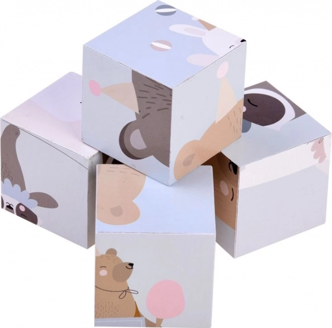 Dřevěné puzzle kostky se zvířátky