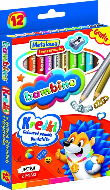 Bambino kulaté pastelky 12 barev se strouhátkem