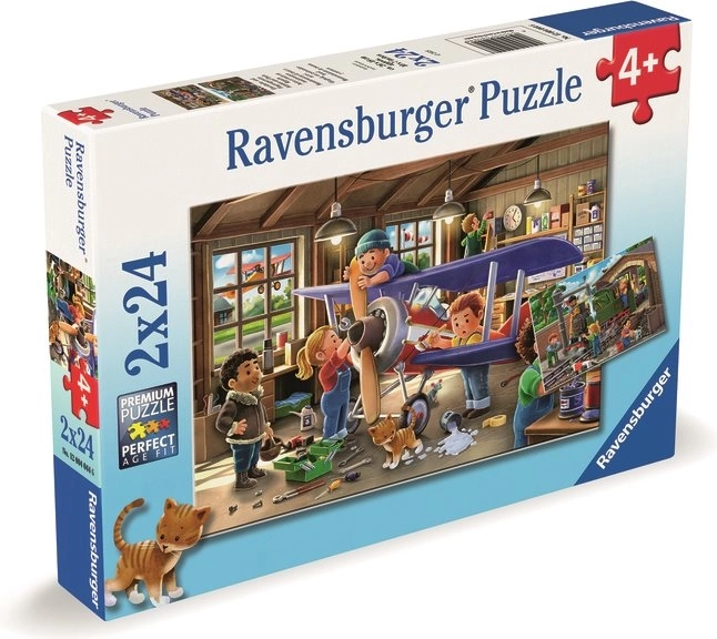 Puzzle Staň se opravářem letadel a vlaků 2x24 dílků