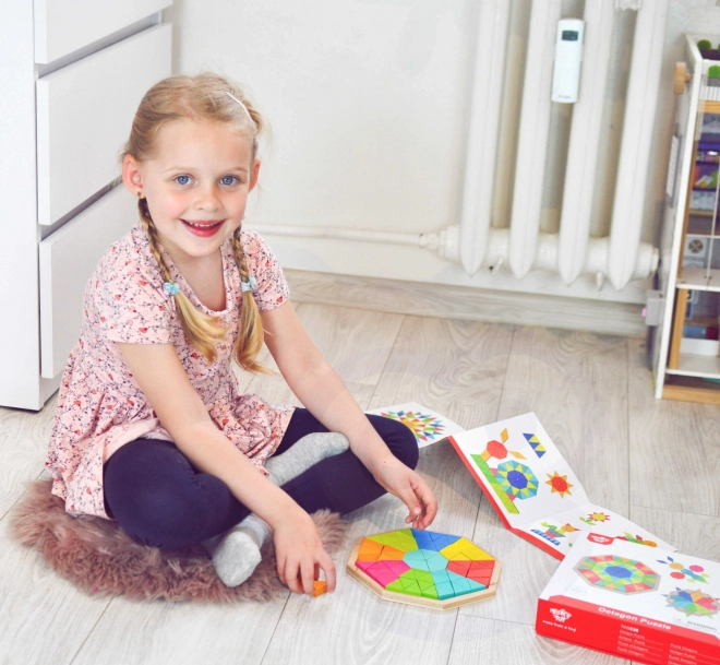 Tooky Toy Osmiúhelníková Dřevěná Mozaika Edukativní Puzzle