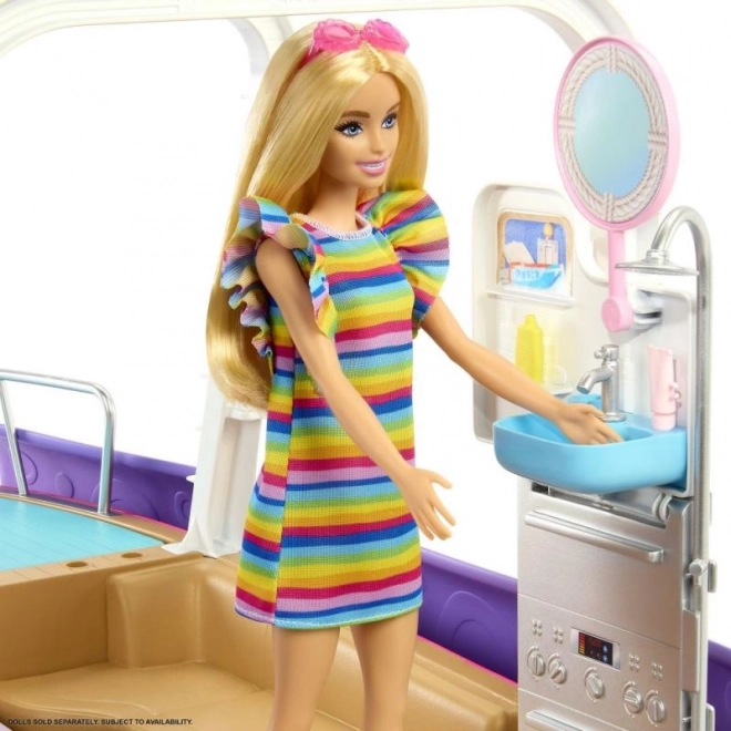 barbie vysněná motorová loď s transformací interiéru a doplňky