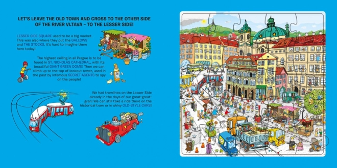Průvodce Prahou: Puzzle, Omalovánky a Kvízy pro děti