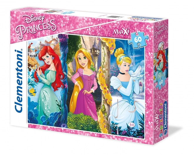 CLEMENTONI Puzzle Disney princezny: Ariel, Locika a Popelka MAXI 60 dílků