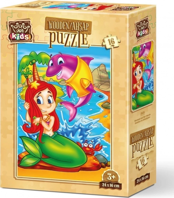 ART PUZZLE Dřevěné puzzle Mořská panna a její přátelé 16 dílků