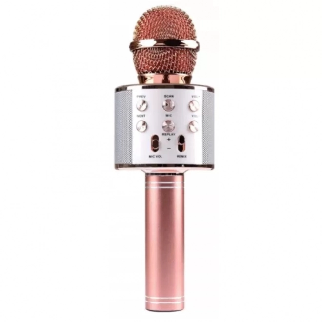 Bezdrátový karaoke mikrofon s reproduktorem – Růžový