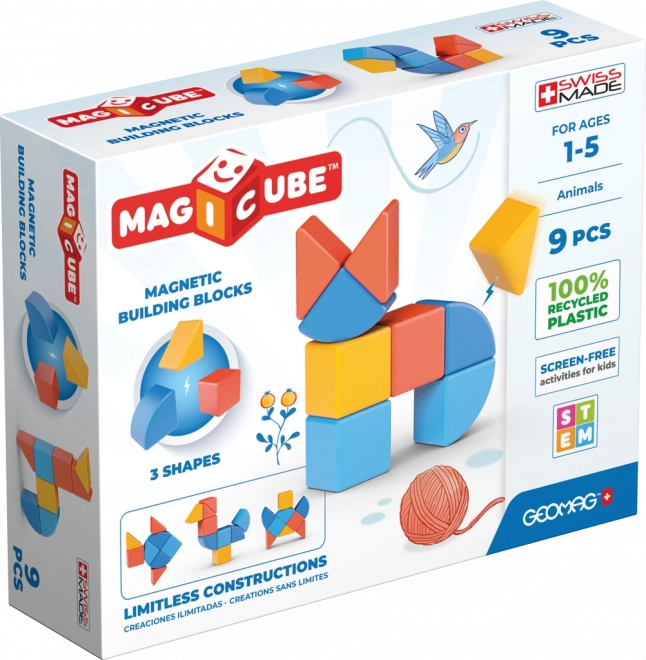 Magnetické kostky Geomag Magicube Shapes - Zvířata 9 dílů