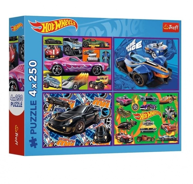 Puzzle 4x250 závodních autíček Hot Wheels