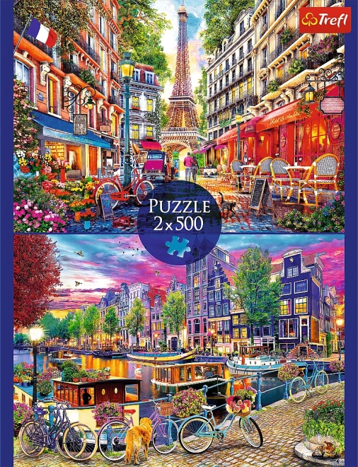 Puzzle 2x500 dílků Evropská města