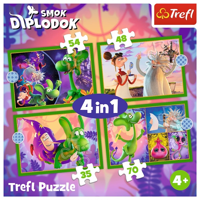 Puzzle 4v1 Svět Draka Diplodoka