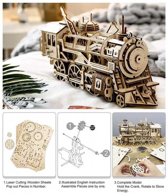 Rokr 3D dřevěné puzzle lokomotiva 350 dílků