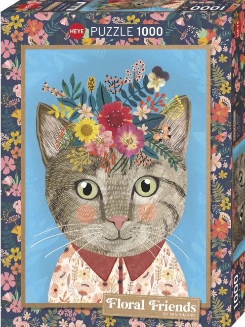 Puzzle HEYE Floral Friends: Krásná kočička 1000 dílků
