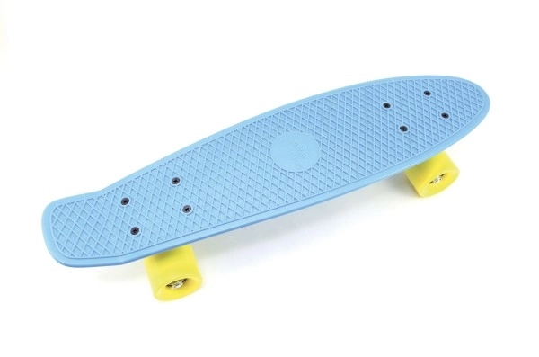 Skateboard - pennyboard 60cm nosnost 90kg, kovové osy – Modrý, žlutá kola