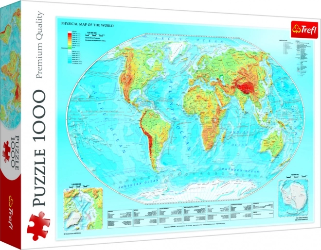 Puzzle mapa fyzická světa 1000 dílků Trefl