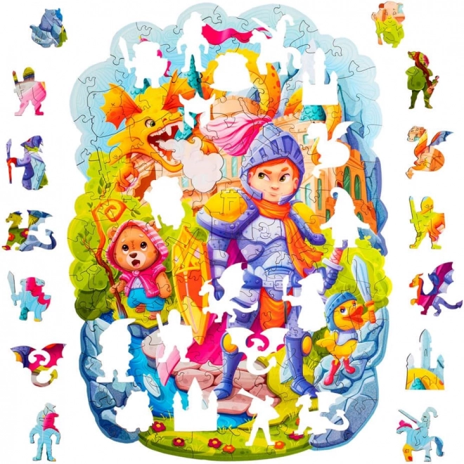 DŘEVĚNÉ BAREVNÉ PUZZLE - Statečný rytíř